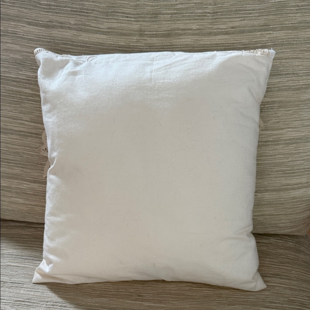 Lace Accent Pillow with Green Ribbon handmade charming cottage country decor - Picture 6 of 7